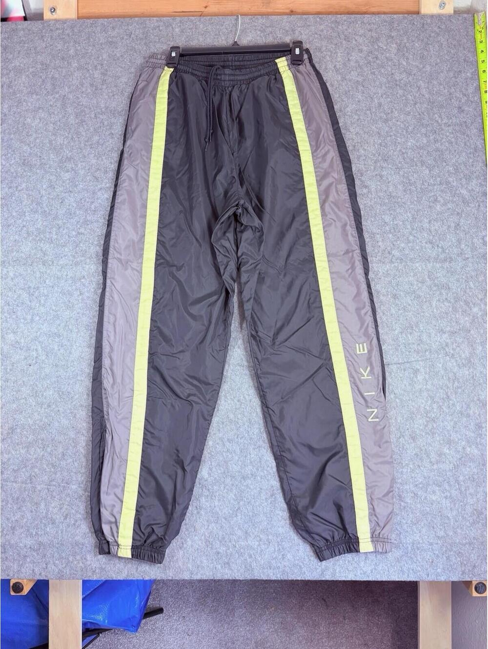 Vintage Nike Baggy Lined Track Pants Gray Spell Out Size XL Y2K